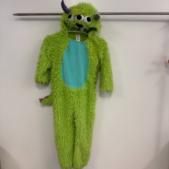 Kids Plush Green Monster Onesie Halloween Costume Size 4-5T - Picture 1 of 4